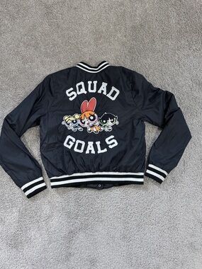 Cartoon Network Black 'Squad Goals' Powerpuff Girls Puffer Jacket - Kids
